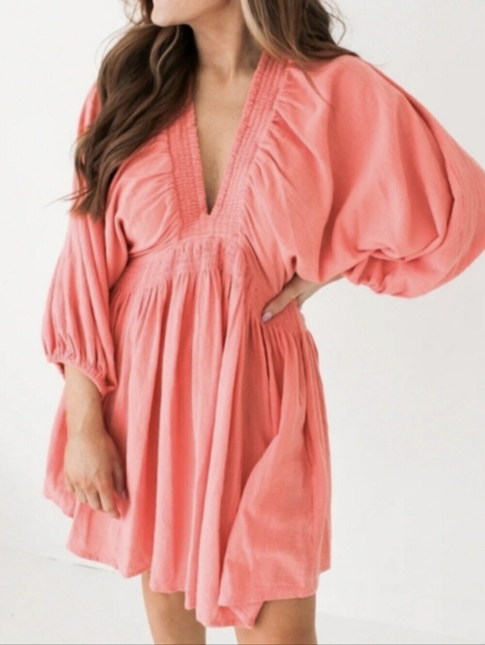 Free People For The Moment Mini Dress in Coral